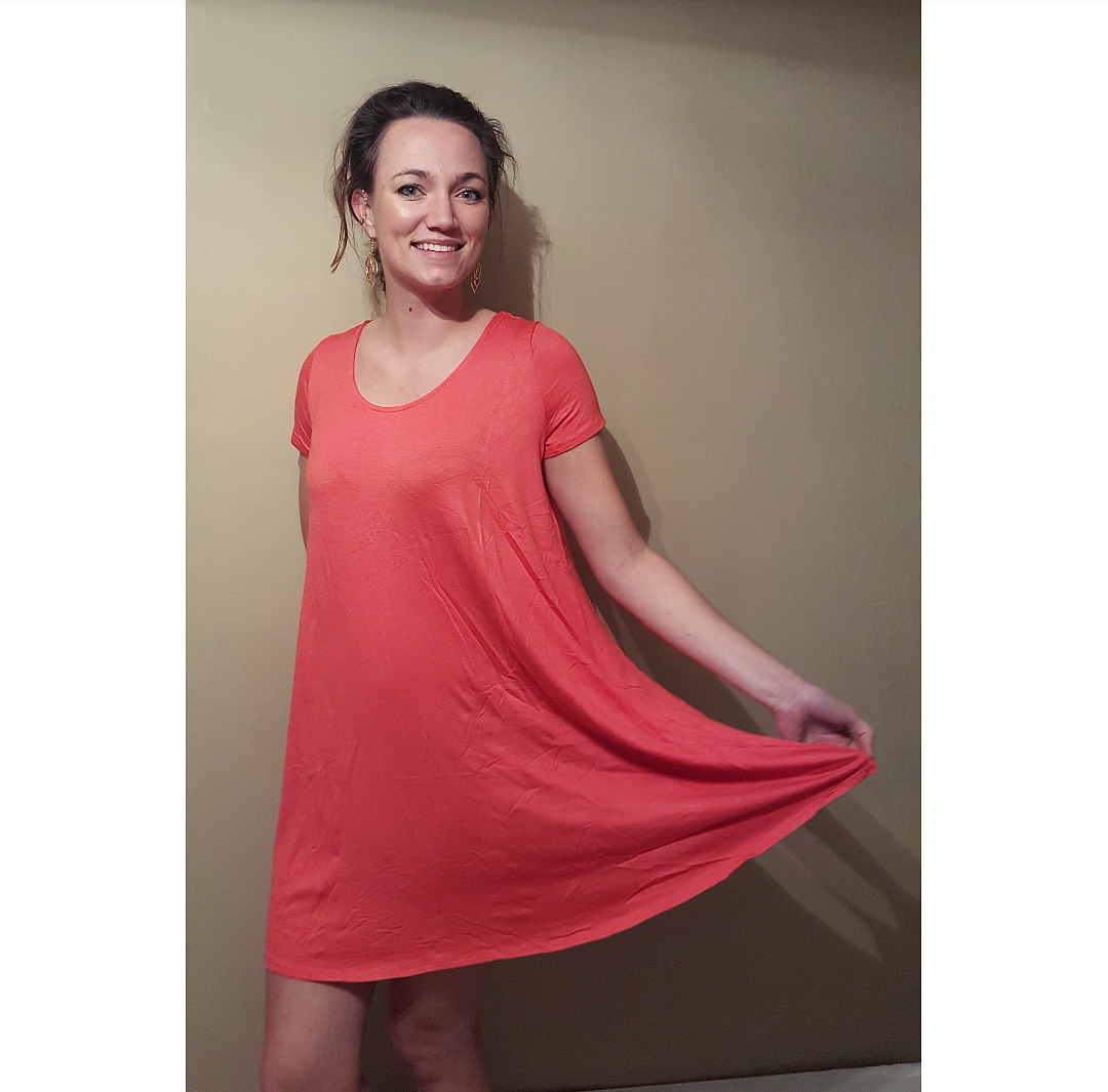 Knit Solid Cap Sleeve Tunic Dress Knit Solid Cap Sleeve Tunic Dress
