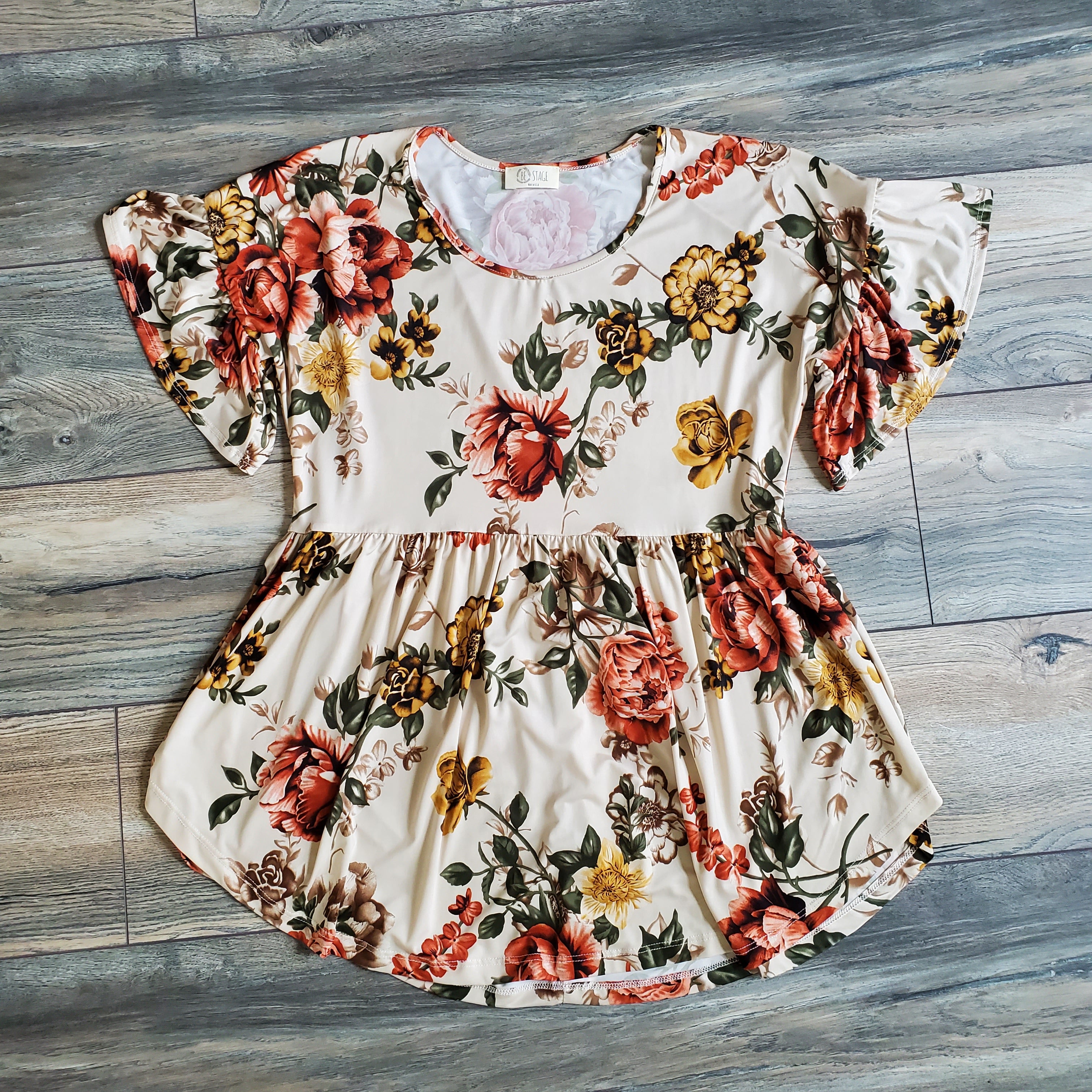 Floral Ruffle Sleeve Baby Doll Top