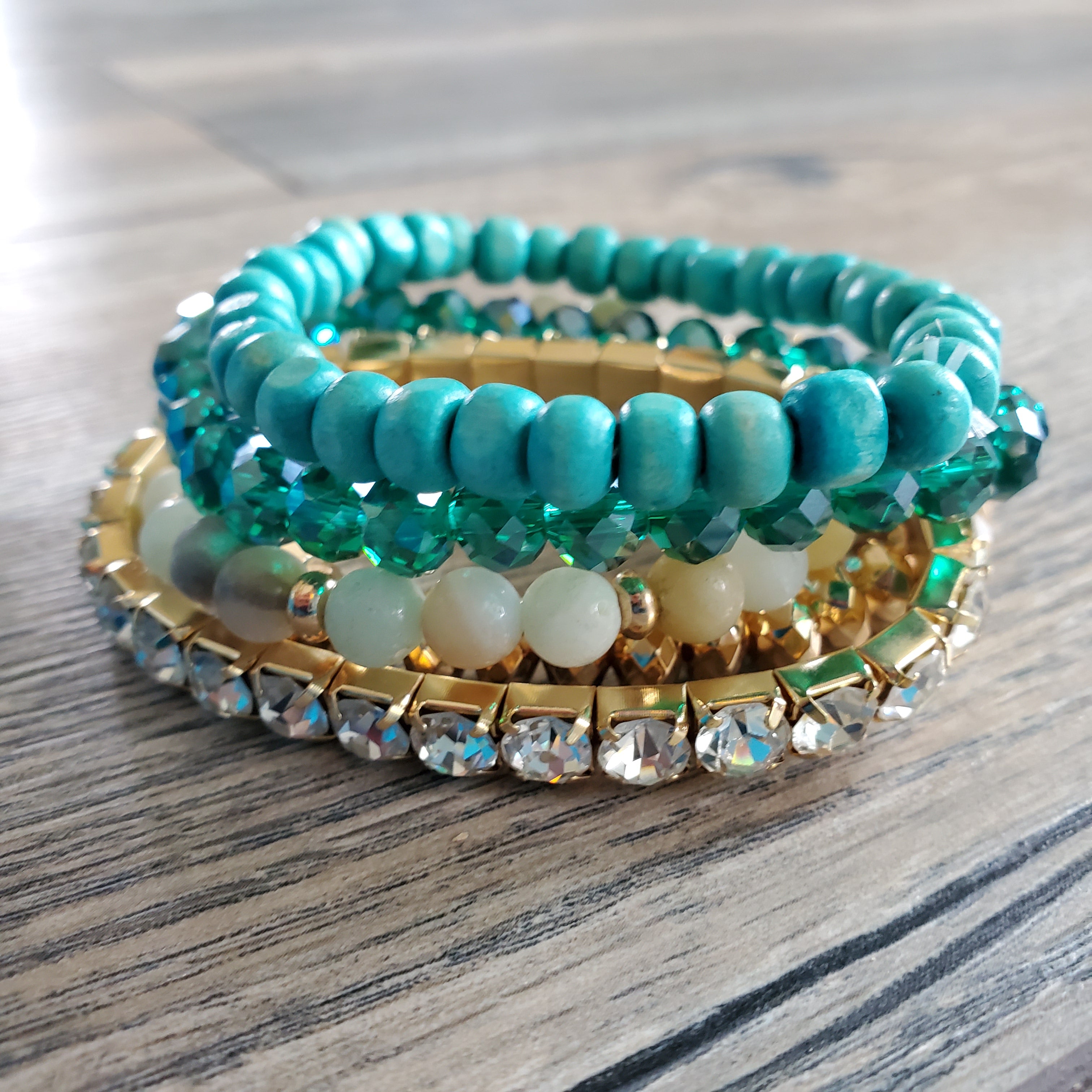 Turquoise and Gold Bracelet Set
