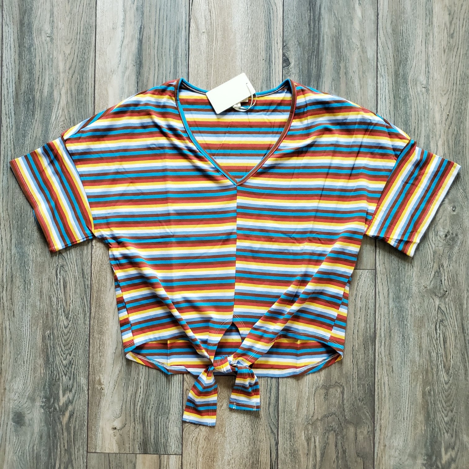 Over Sized Striped Semi Crop Top