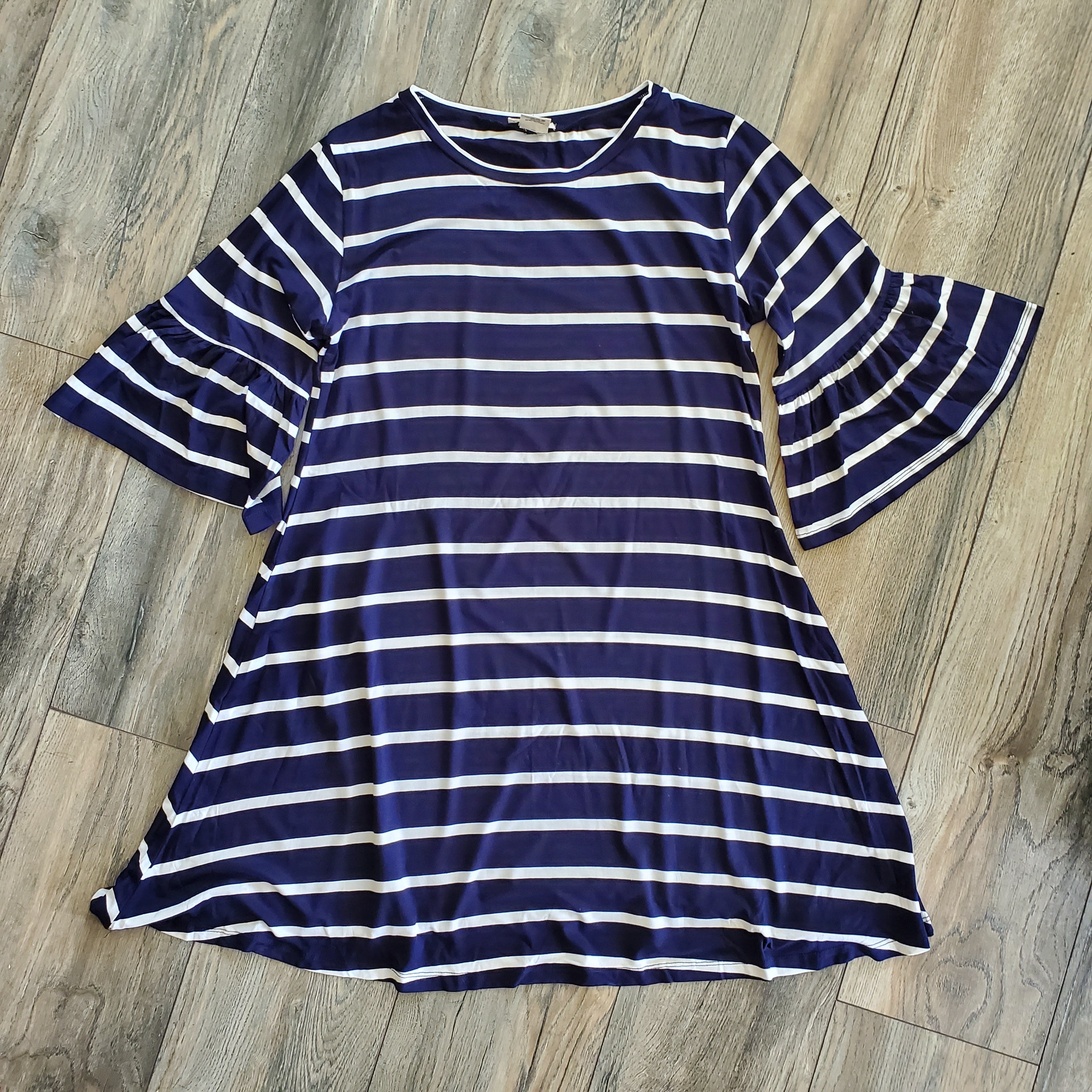 Navy/White Striped Tunic Dress (Small)