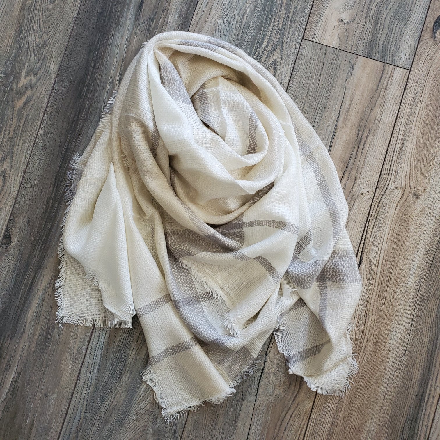 Blanket Scarf - Ivory Block