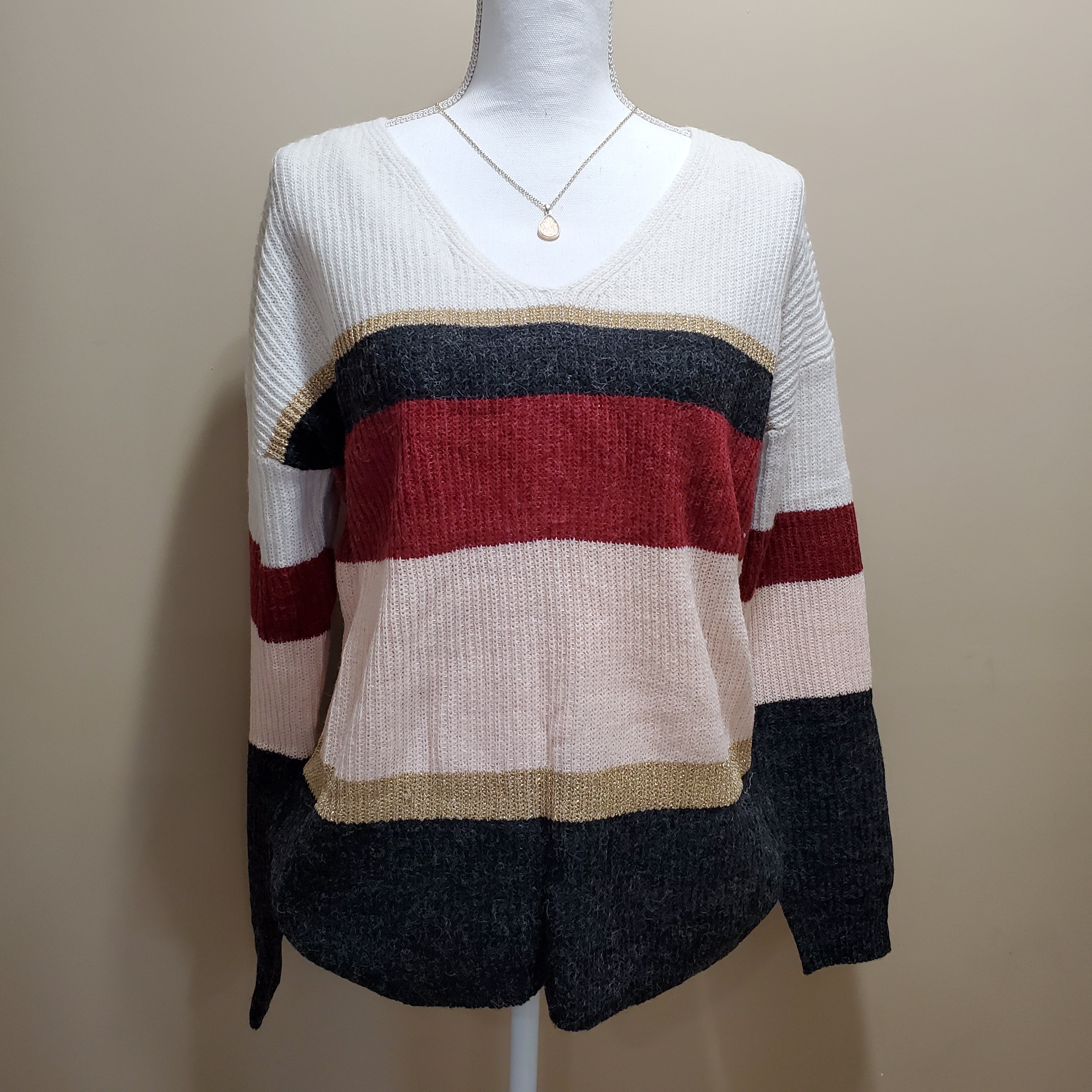 Maroon Block Sweater