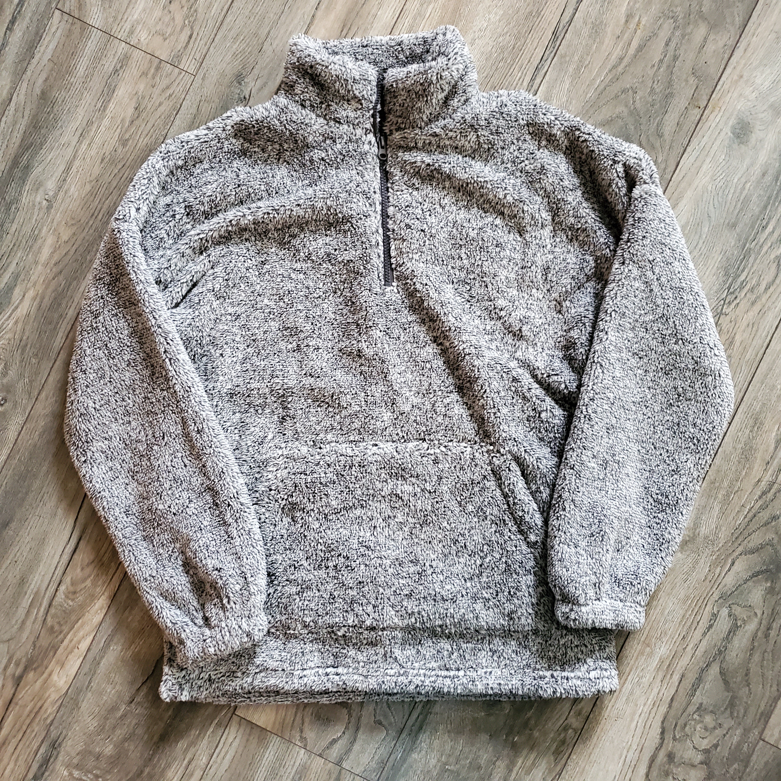 Grey Quarter Zip Sherpa Pullover
