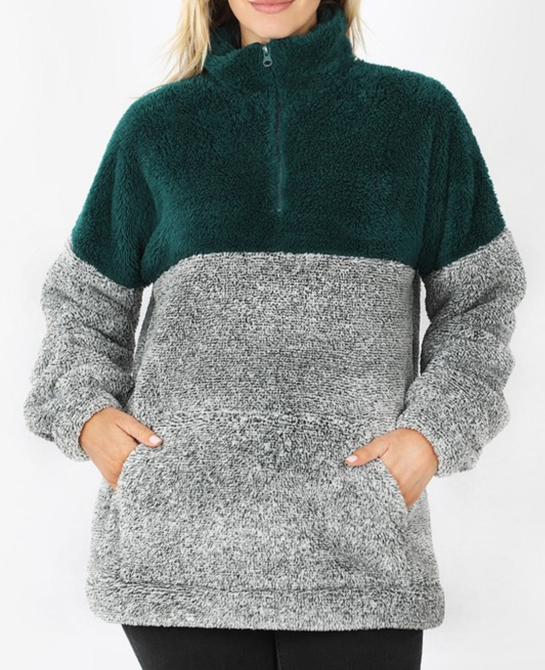 Faux Fur Half Zip Pullover