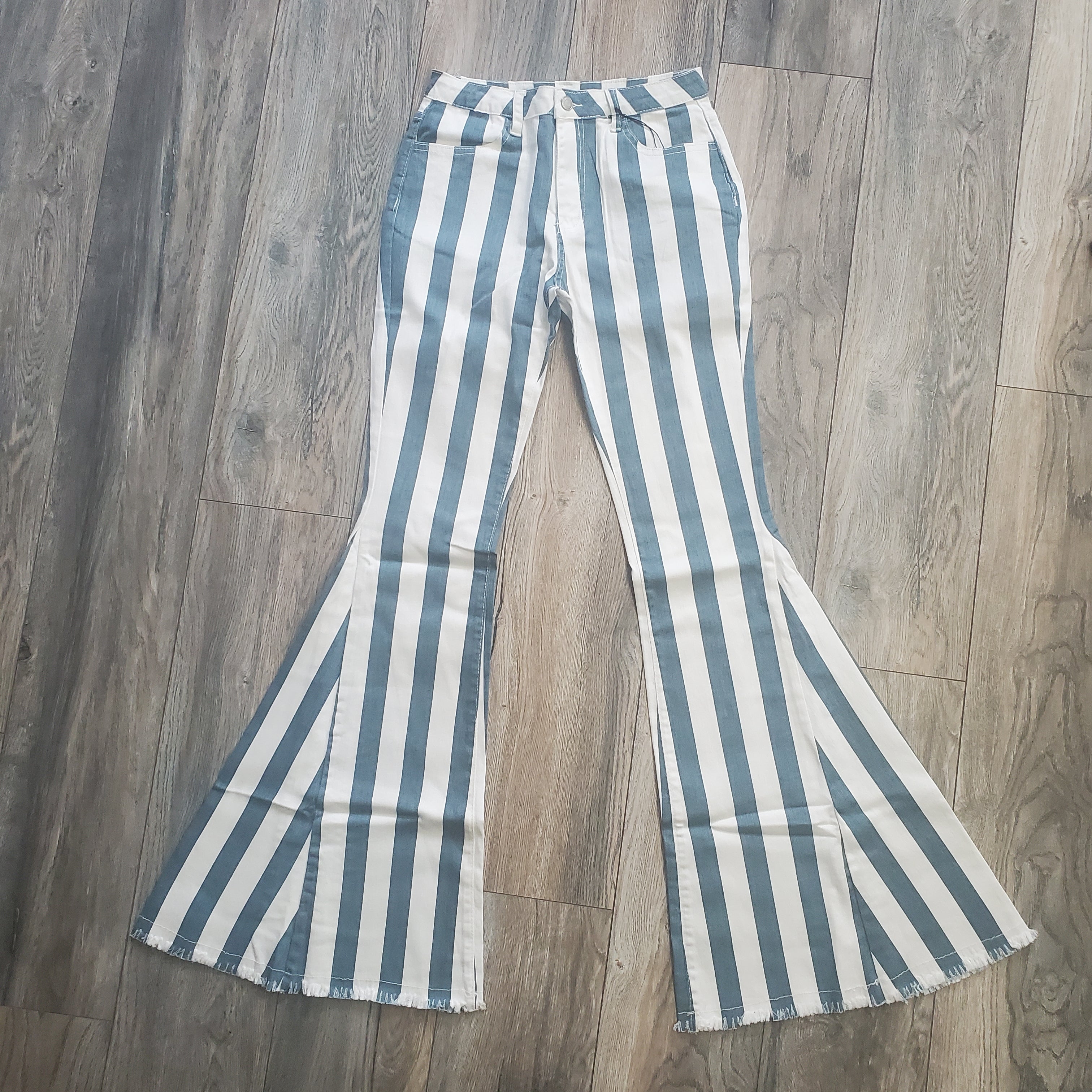 Striped Bell Bottom Jeans