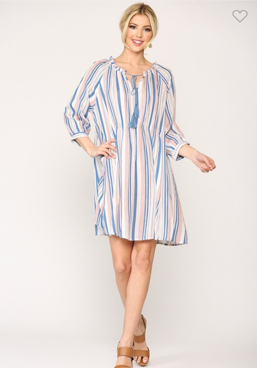 Striped Ruched Detail Dress