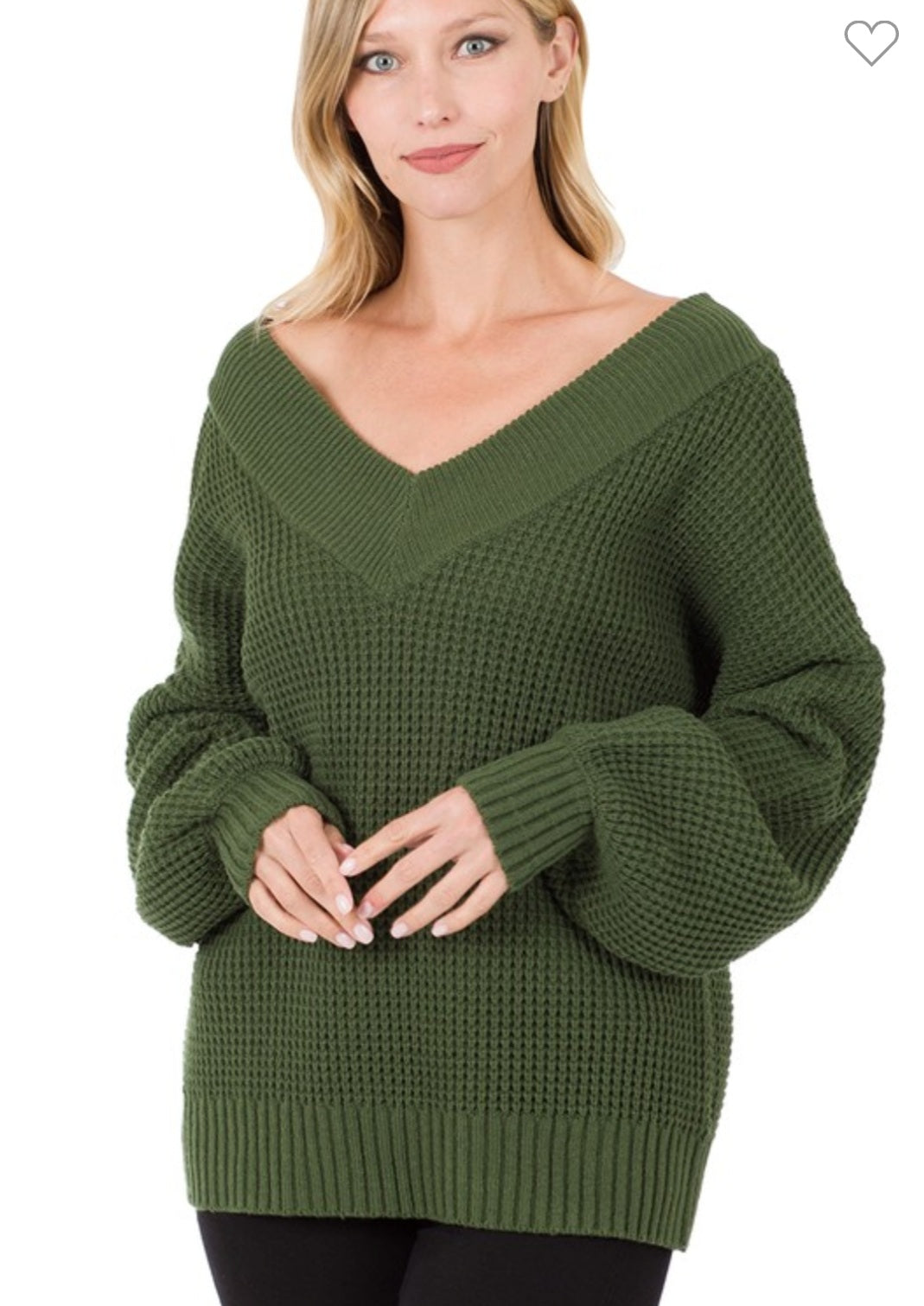 Wide Double V Neck Sweater