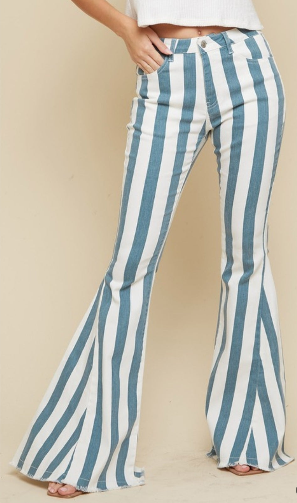 Striped Bell Bottom Jeans