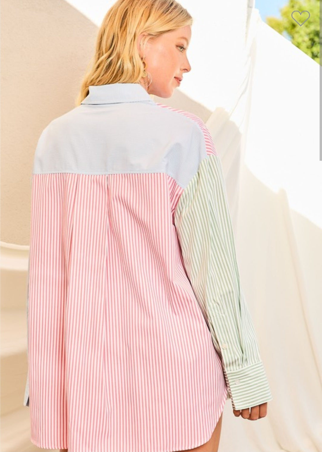 Color Block Striped Oversized Shirt