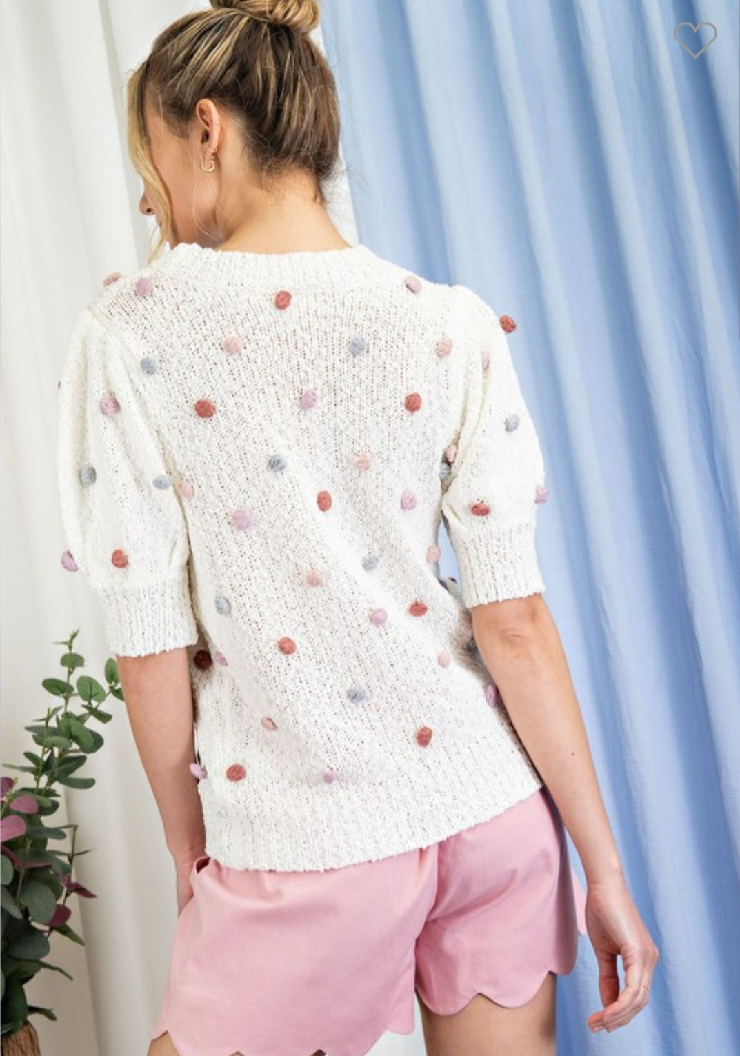 Tuft Dot Short Sleeve Sweater