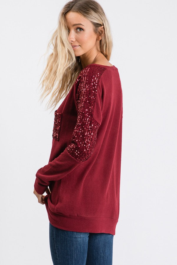 Sequin Pocket Sweater